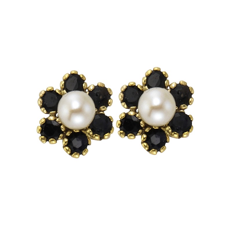 Wunderschöner Sahpir Ohrstecker aus 333 Gold in Blumenform