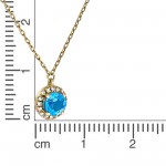 375 Goldkette 42-45 cm mit edlem Blautopas und Diamanten Anhänger