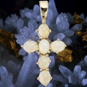 Außergewöhnliches 585 Goldkreuz mit 6 Opal Steinen
