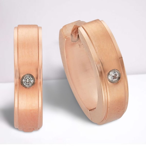 ZEEme Stainless Steel Damen Creole Edelstahl Zirkonia 1,5cm
