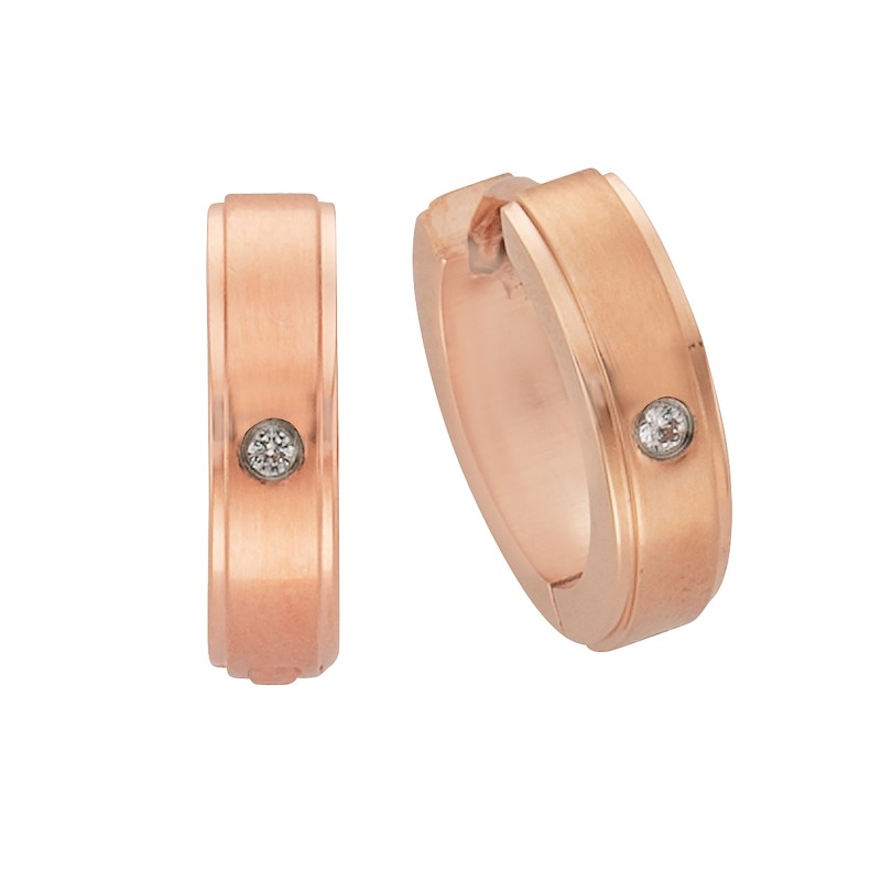 ZEEme Stainless Steel Damen Creole Edelstahl Zirkonia 1,5cm