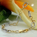 breites Armband 375 Gold Ankerkette 19cm Ovald 9 Karat bicolor