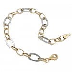 breites Armband 375 Gold Ankerkette 19cm Ovald 9 Karat bicolor