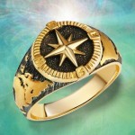 Kompass Siegel Ring aus 925 Silber hochwertig vergoldet