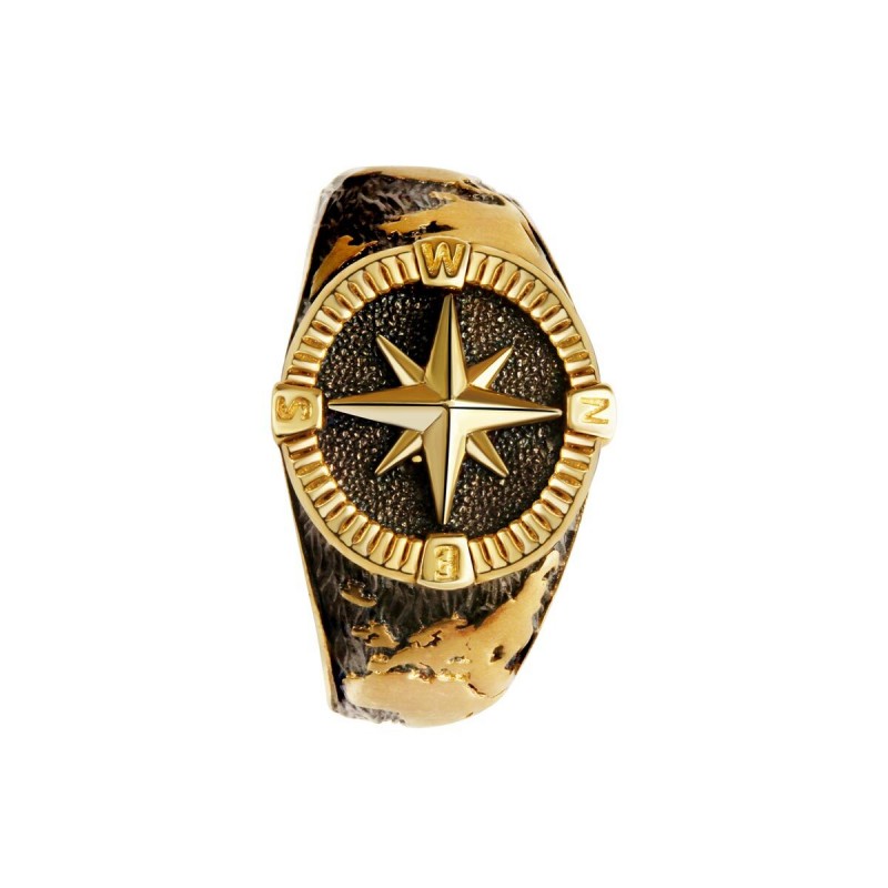 Kompass Siegel Ring aus 925 Silber hochwertig vergoldet