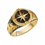 Kompass Siegel Ring aus 925 Silber hochwertig vergoldet