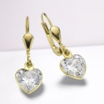 Herz Ohrhänger aus 333 Gelbgold 2,7 cm mit funkelnden Zirkonias