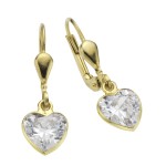 Herz Ohrhänger aus 333 Gelbgold 2,7 cm mit funkelnden Zirkonias