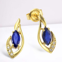 375 Gold Ohrhänger mit Strahlend blauem Saphir Stein